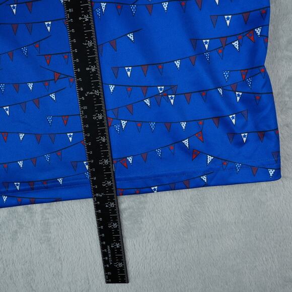 Pro Tour Polo Mens XXL Blue Flags Print Coolplay Performance Golf Short Sleeve - Picture 6 of 7